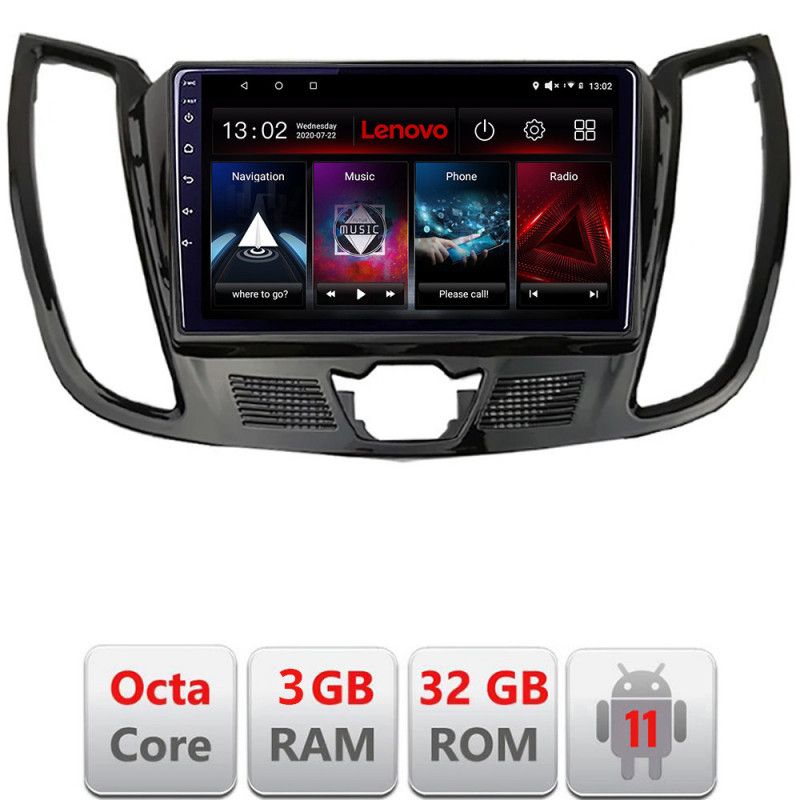 Navigatie Ford Kuga C-MAX Android radio gps internet Octa Core 3+32 KIT-362-v2+EDT-E509 LENOVO LITE