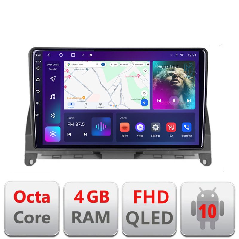 Navigatie Mercedes W204 2008-2012 B-W204 Android Ecran QLED octa core 4+64 carplay android auto KIT-W204+EDT-E309V3