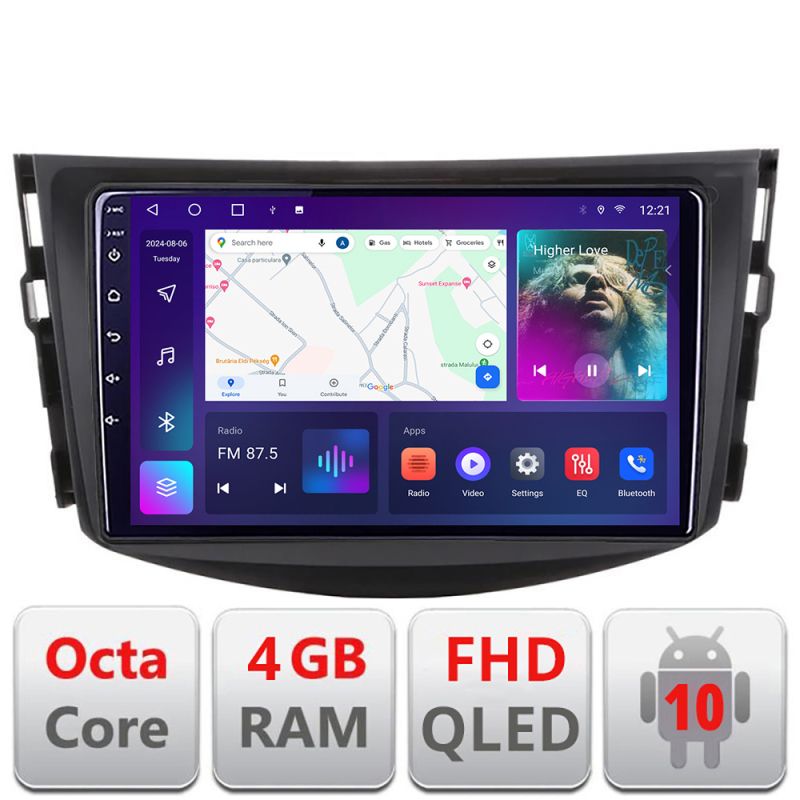 Navigatie Toyota RAV4 B-018 Android Ecran QLED octa core 4+64 carplay android auto KIT-018+EDT-E309V3