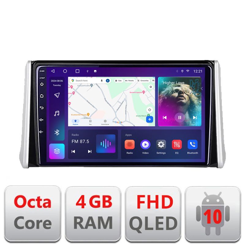 Navigatie Toyota RAV4 2018 Android Ecran QLED octa core 4+64 carplay android auto KIT-RAV4+EDT-E309V3