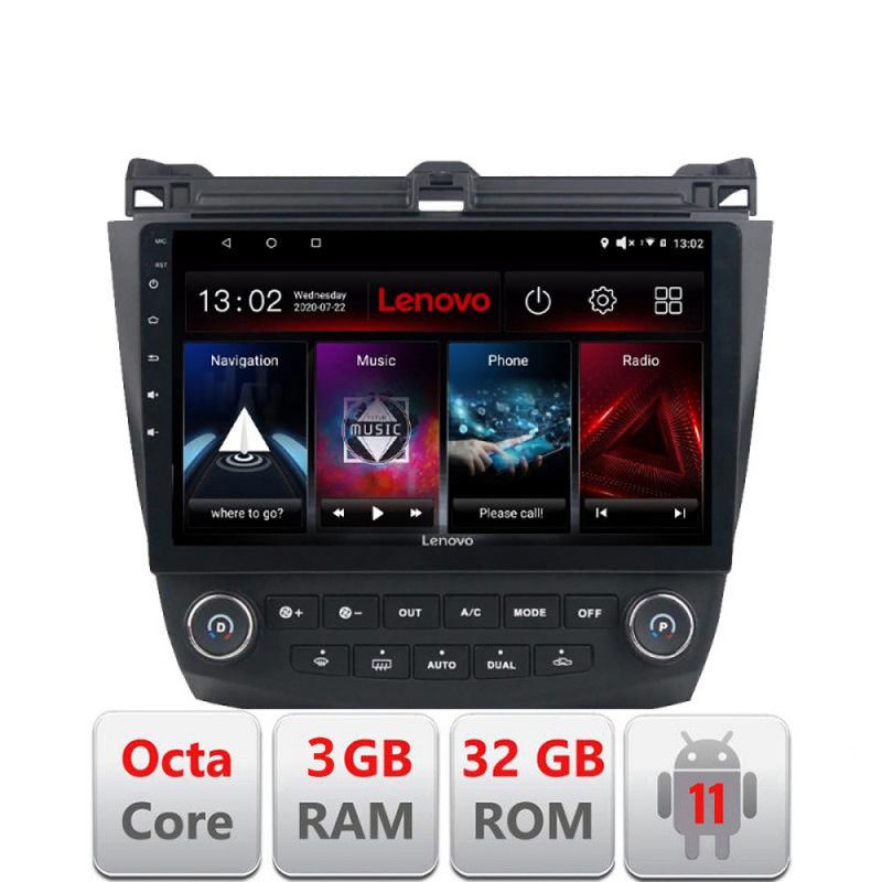 Navigatie Honda Accord 2004-2008 D-ACCORD Octa Core cu Android Radio Bluetooth Internet GPS WIFI DSP 3+32 GB 4G LENOVO LITE