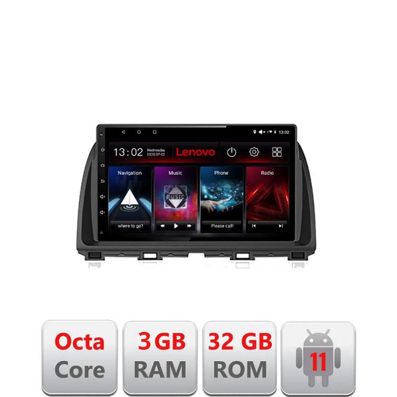 Navigatie Mazda CX-5 2012-2015 D-212 Octa Core cu Android Radio Bluetooth Internet GPS WIFI DSP 3+32 GB 4G KIT- LENOVO LITE