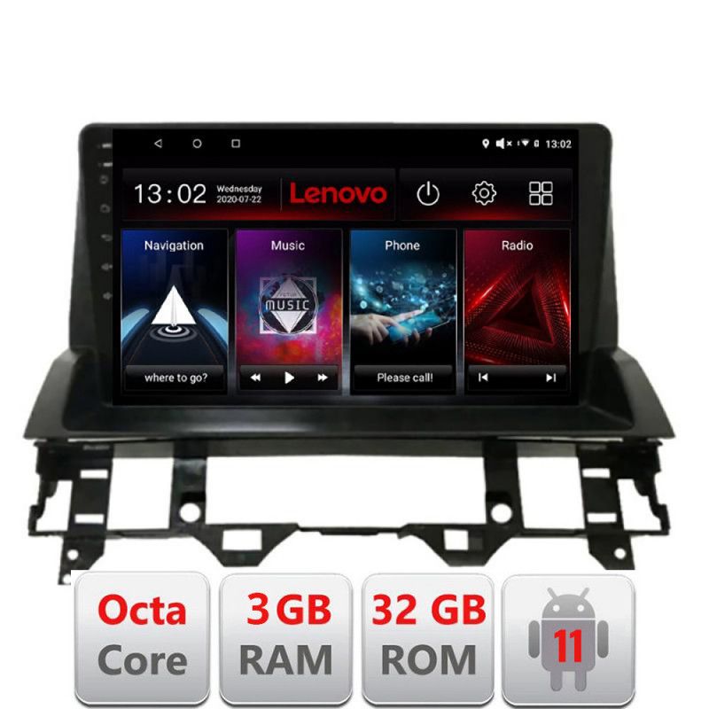 Navigatie Mazda 6 2004-2008 D-MZD6 Octa Core cu Android Radio Bluetooth Internet GPS WIFI DSP 3+32 GB 4G KIT-m LENOVO LITE