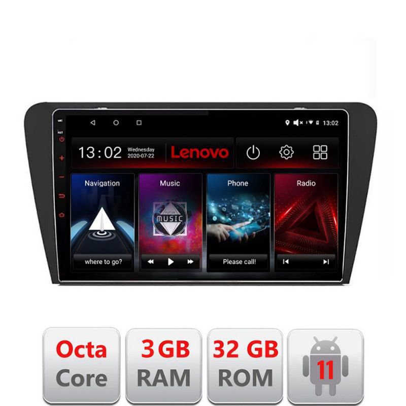 Navigatie Skoda Octavia 2014-2020 D-279 Octa Core cu Android Radio Bluetooth Internet GPS WIFI DSP 3+32 GB 4G K LENOVO LITE