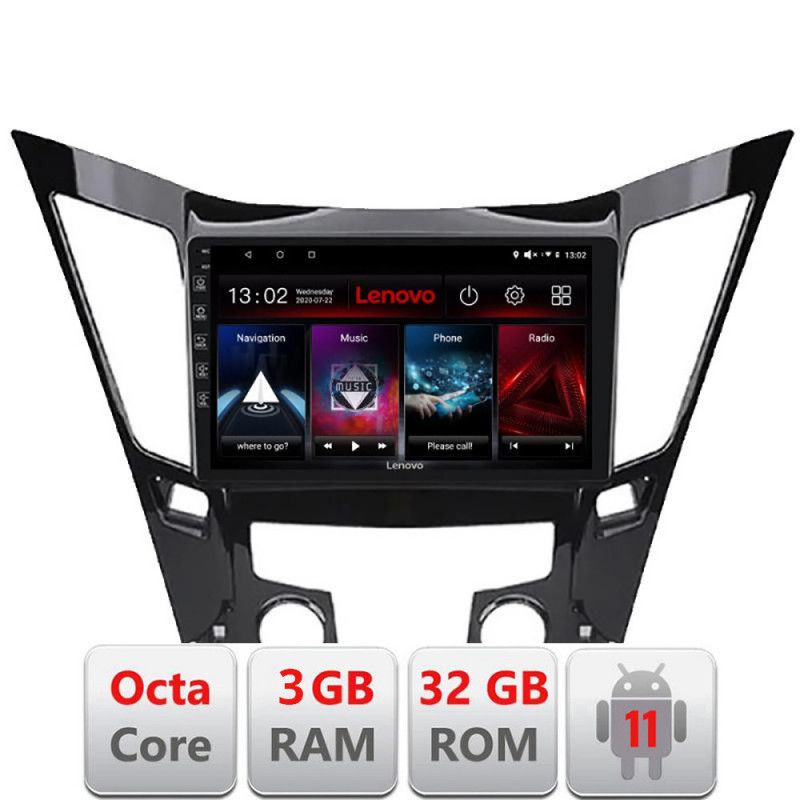 Navigatie HHyundai Sonata 2011-2015 D-259 Octa Core cu Android Radio Bluetooth Internet GPS WIFI DSP 3+32 GB 4G LENOVO LITE