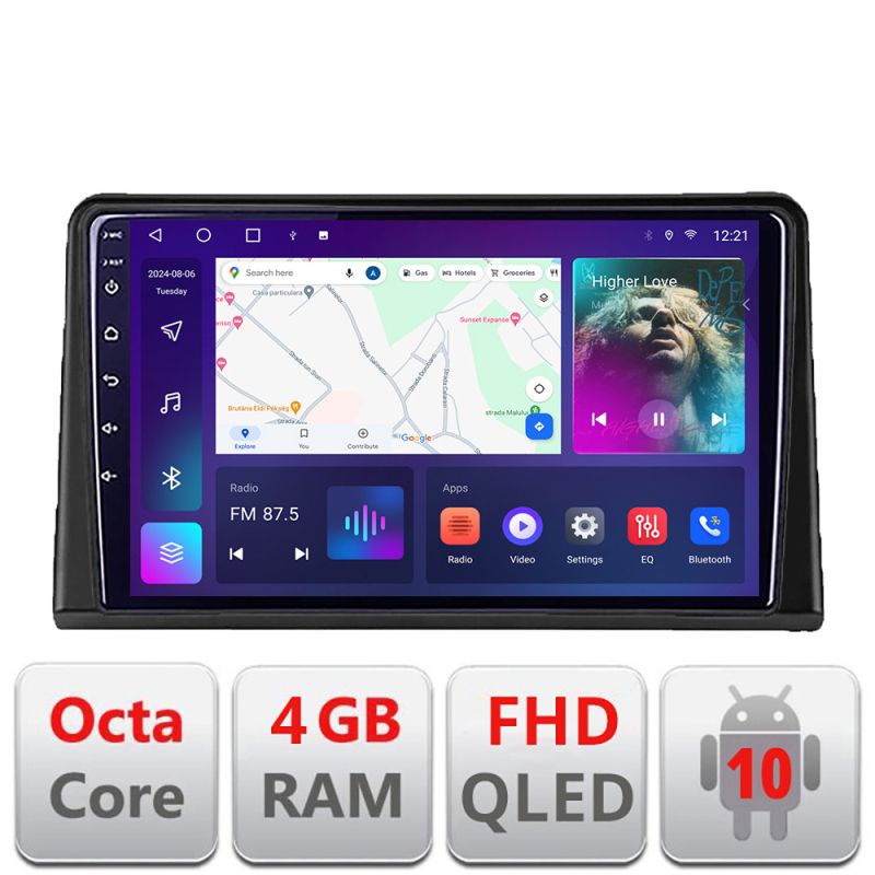 Navigatie Renault Express Android Ecran QLED octa core 4+64 carplay android auto kit-express+EDT-E309V3