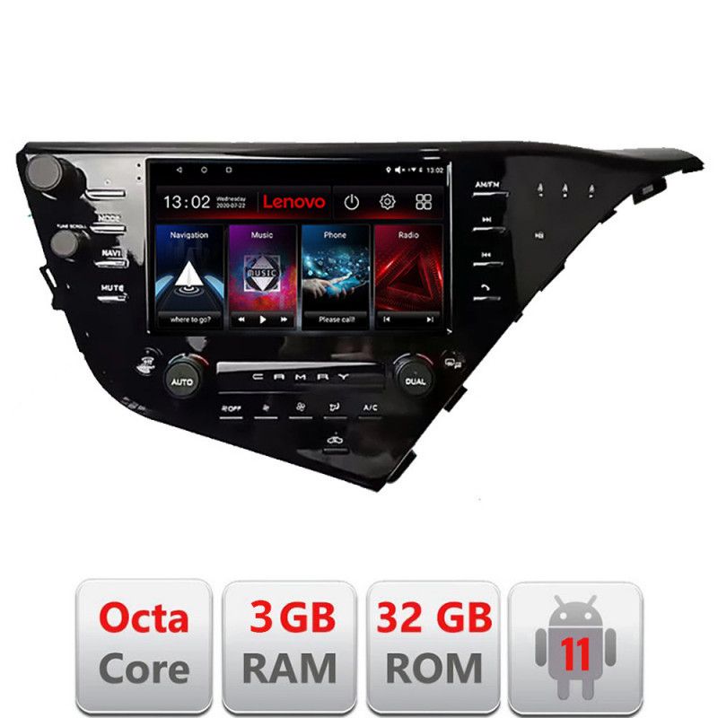 Navigatie Toyota Camry 2017-2021 V2 Octa Core cu Android Radio Bluetooth Internet GPS WIFI DSP 3+32 GB 4G kit-c LENOVO LITE