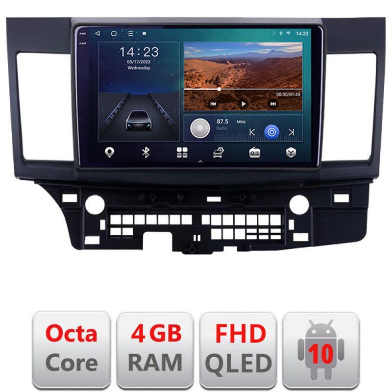 Navigatie Mitsubishi Lancer B-037 Android Ecran QLED octa core 4+64 carplay android auto KIT-037+EDT-E310V3