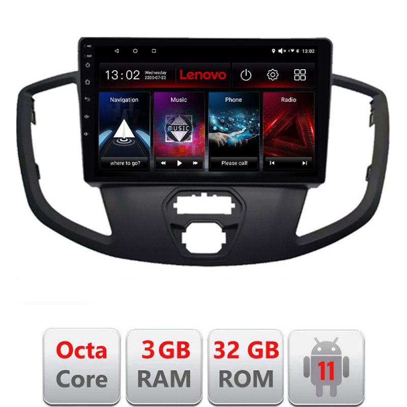 Navigatie Ford Transit V363 2015-2021 Android radio gps internet Octa Core 3+32 Kit-custom+EDT-E509-lite LENOVO LITE