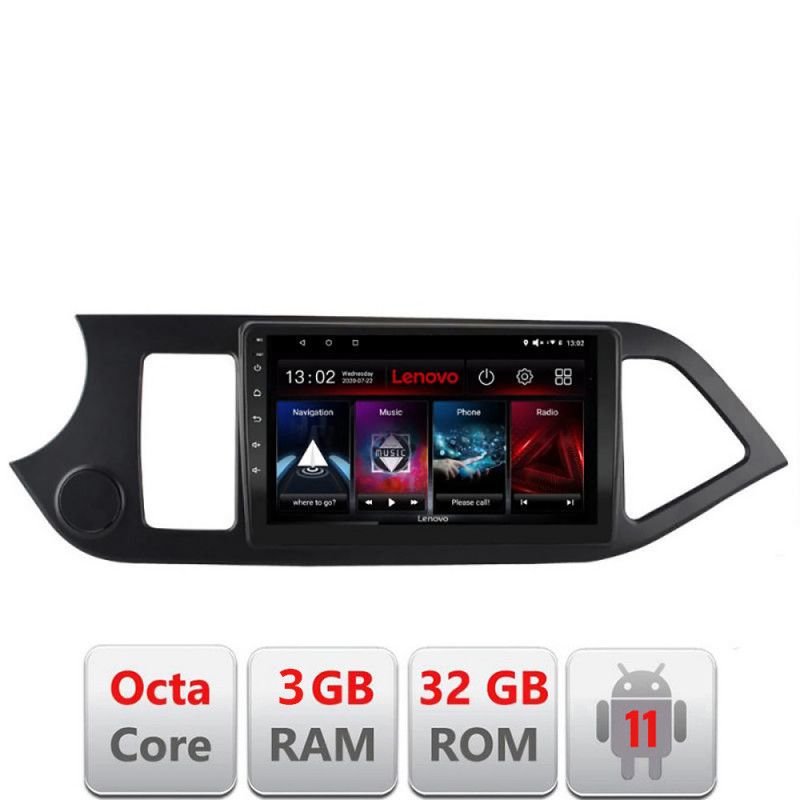 Navigatie Kia Picanto 2011-2015 D-217 Octa Core cu Android Radio Bluetooth Internet GPS WIFI DSP 3+32 GB 4G KI LENOVO LITE