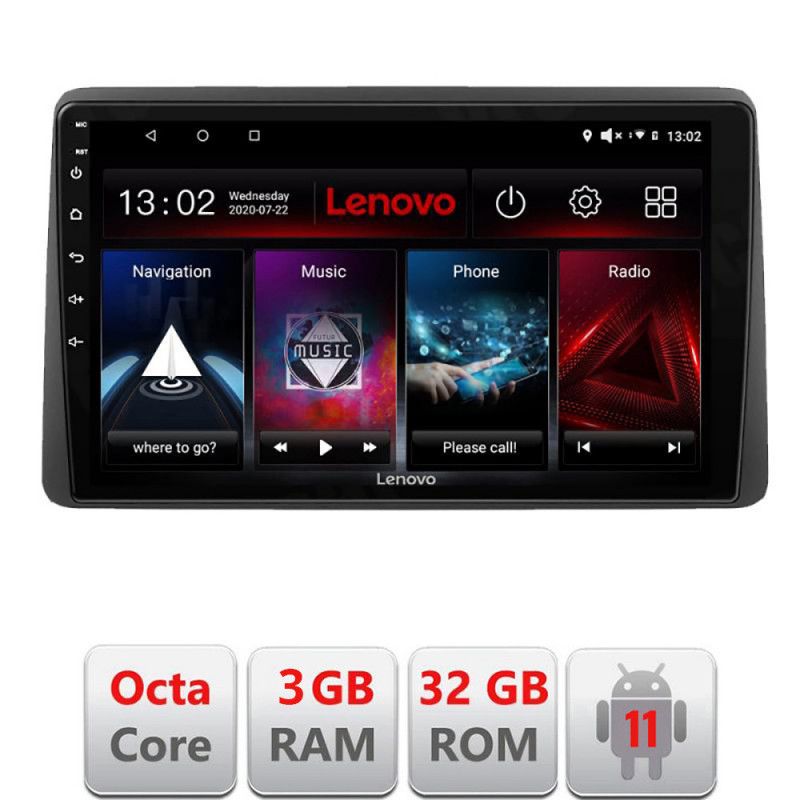 Navigatie DODGE RAM 2019- Octa Core cu Android Radio Bluetooth Internet GPS WIFI DSP 3+32 GB 4G kit-RAM2019+ED LENOVO LITE