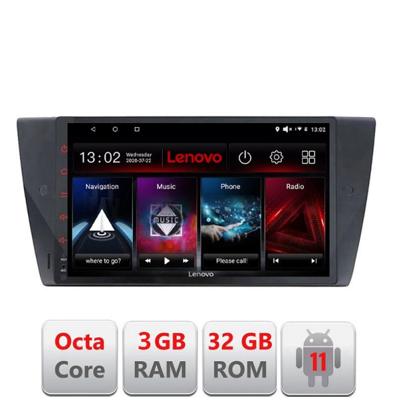 Navigatie BMW Seria 3 E90 D-095 Octa Core cu Android Radio Bluetooth Internet GPS WIFI DSP 3+32 GB 4G KIT-095+E LENOVO LITE