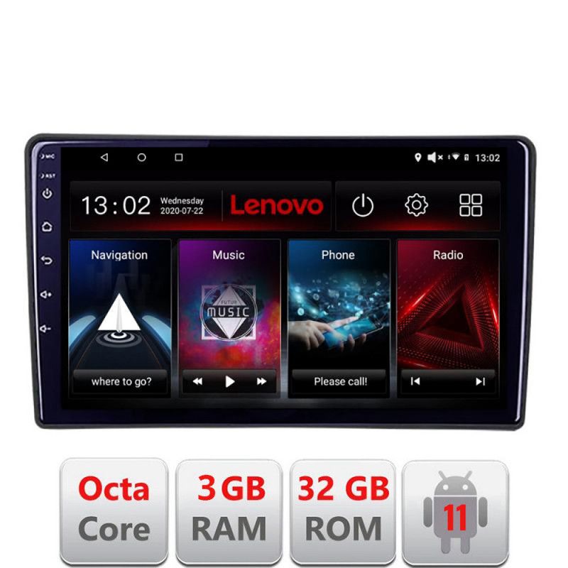 Navigatie Fiat Tipo 2015-2021 D-TIPO Octa Core cu Android Radio Bluetooth Internet GPS WIFI DSP 3+32 GB 4G KIT- LENOVO LITE