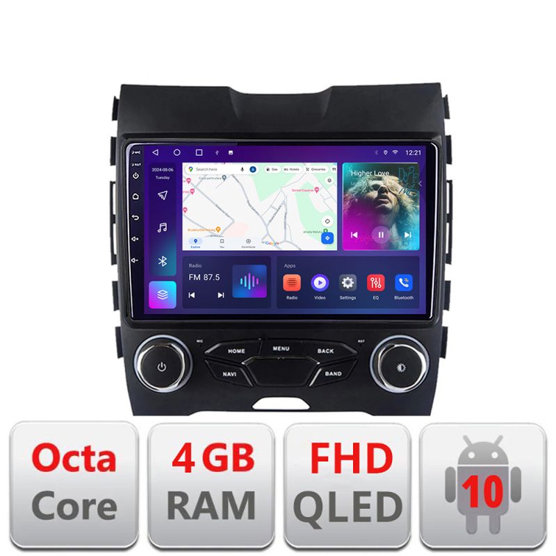 Navigatie Ford Edge 2015-2021 midline B-edge-mid Android Ecran QLED octa core 4+64 carplay android auto kit-edge-mid+EDT-E309V3