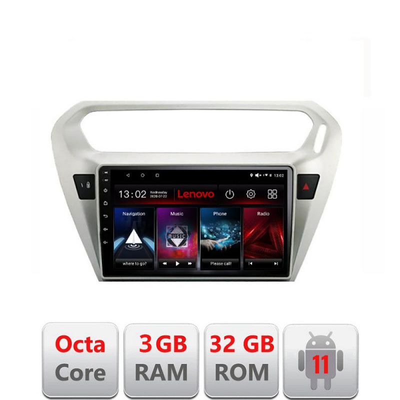 Navigatie Peugeot 301 Citroen C-Elisee D-301 Octa Core cu Android Radio Bluetooth Internet GPS WIFI DSP 3+32 GB LENOVO LITE