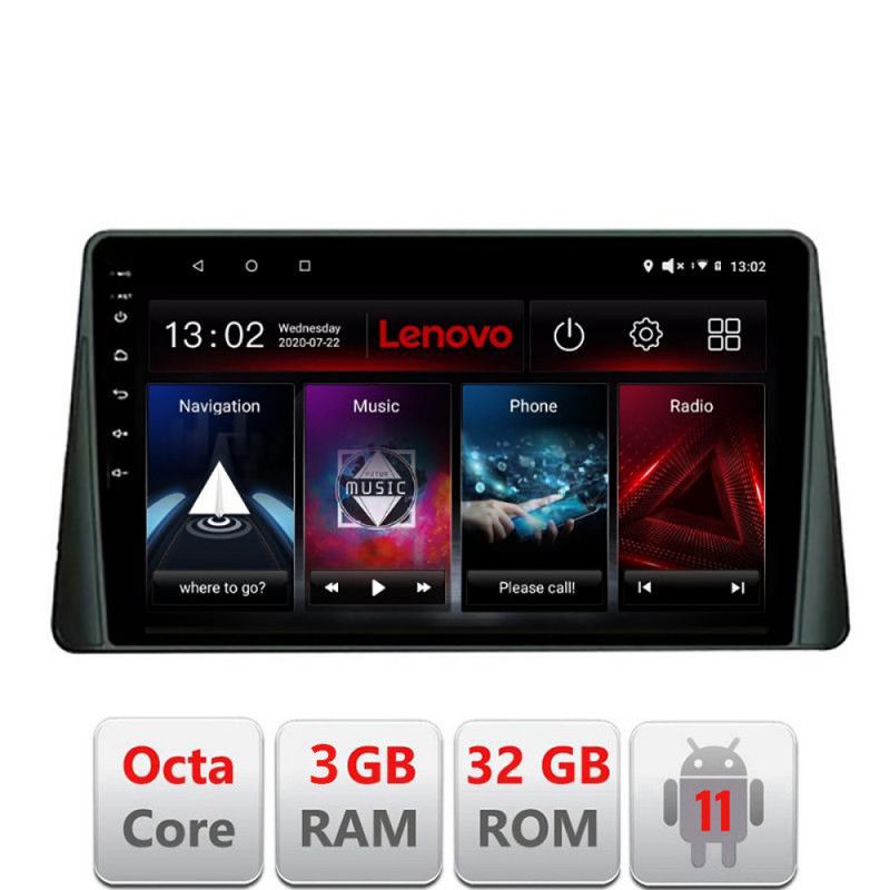 Navigatie Ford Focus 4 D-focus4 Octa Core cu Android Radio Bluetooth Internet GPS WIFI DSP 3+32 GB 4G kit-focus LENOVO LITE