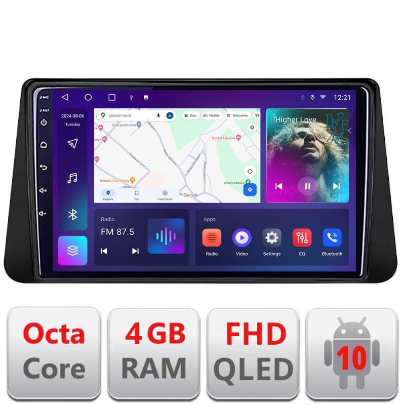 Navigatie Nissan Micra intre anii 2014-2019 Android Ecran QLED octa core 4+64 carplay android auto KIT-micra+EDT-E309V3