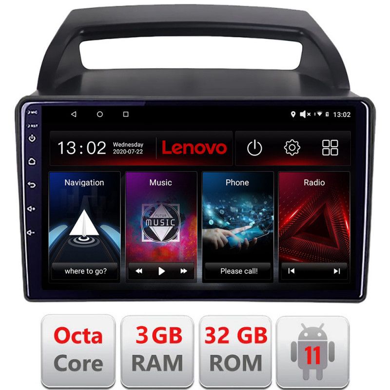 Navigatie Kia Carnival 2006-2014 Android radio gps internet Octa Core 3+32 KIT-carnival2006+EDT-E509 LENOVO LITE