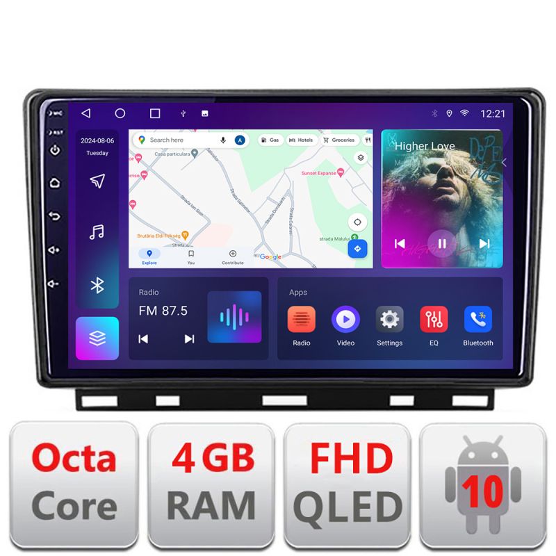 Navigatie Renault Clio 5 B-Clio5 Android Ecran QLED octa core 4+64 carplay android auto KIT-clio5+EDT-E309V3