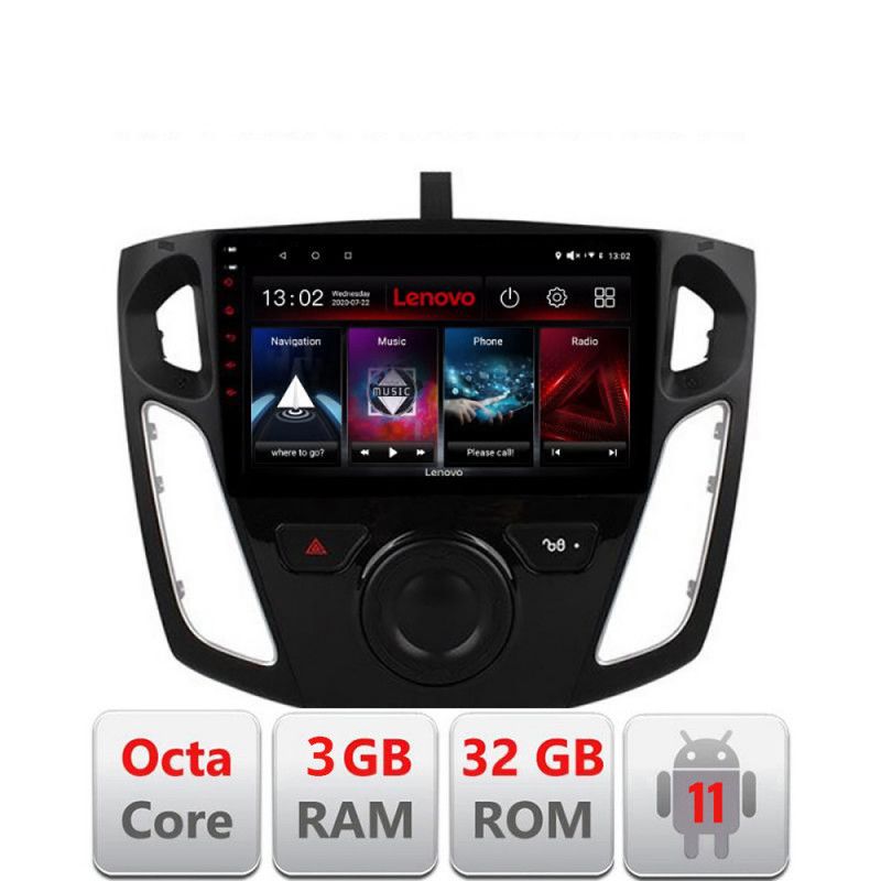 Navigatie Ford Focus 3 D-150 Octa Core cu Android Radio Bluetooth Internet GPS WIFI DSP 3+32 GB 4G KIT-150+EDT- LENOVO LITE