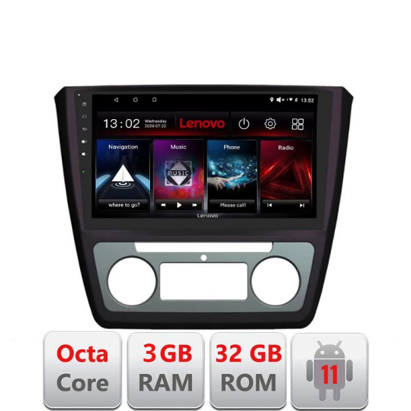 Navigatie Skoda Yeti 2009-2014 D-YETI Octa Core cu Android Radio Bluetooth Internet GPS WIFI DSP 3+32 GB 4G KIT LENOVO LITE