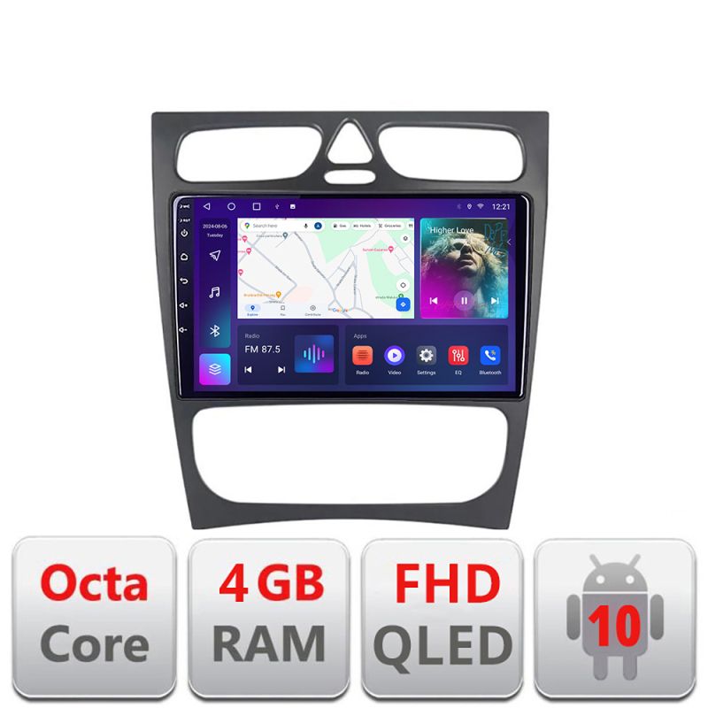 Navigatie Mercedes C W203 2000-2004 B-clk Android Ecran QLED octa core 4+64 carplay android auto kit-clk+EDT-E309V3