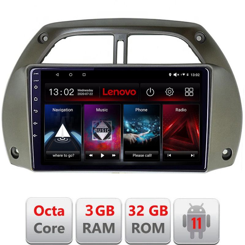 Navigatie Toyota Rav 4 2000-2004 Android radio gps internet Octa Core 3+32 kit-rav4-old+EDT-E509 LENOVO LITE