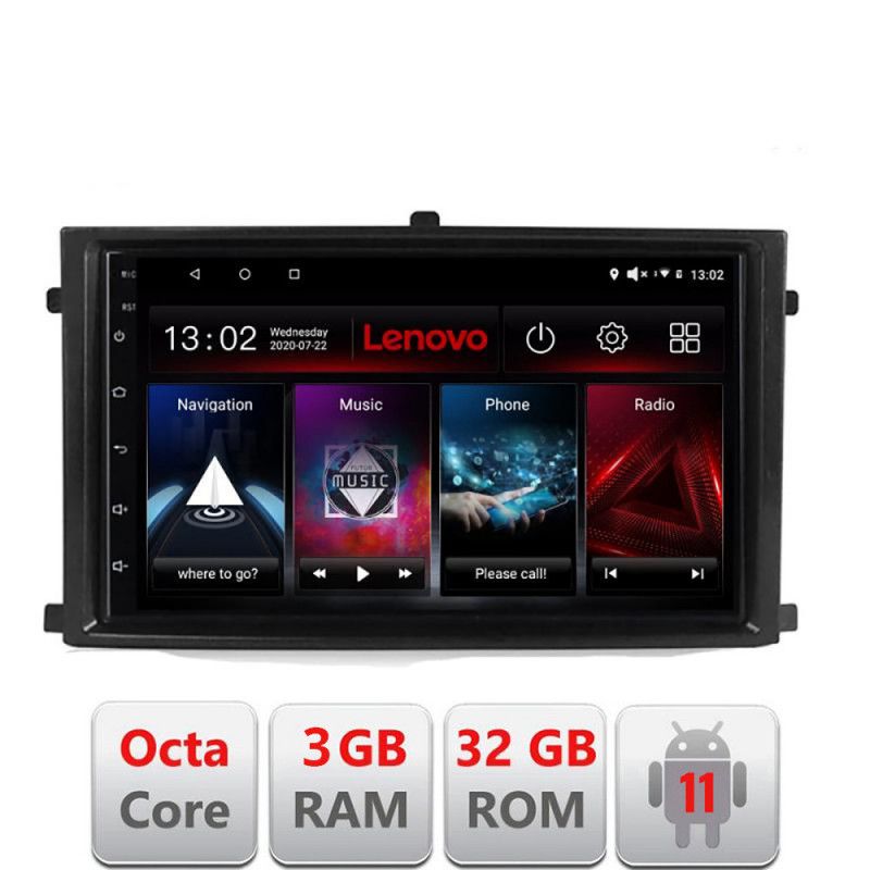 Navigatie Rexton 2019- D-REXTON Octa Core cu Android Radio Bluetooth Internet GPS WIFI DSP 3+32 GB 4G KIT-REXTO LENOVO LITE