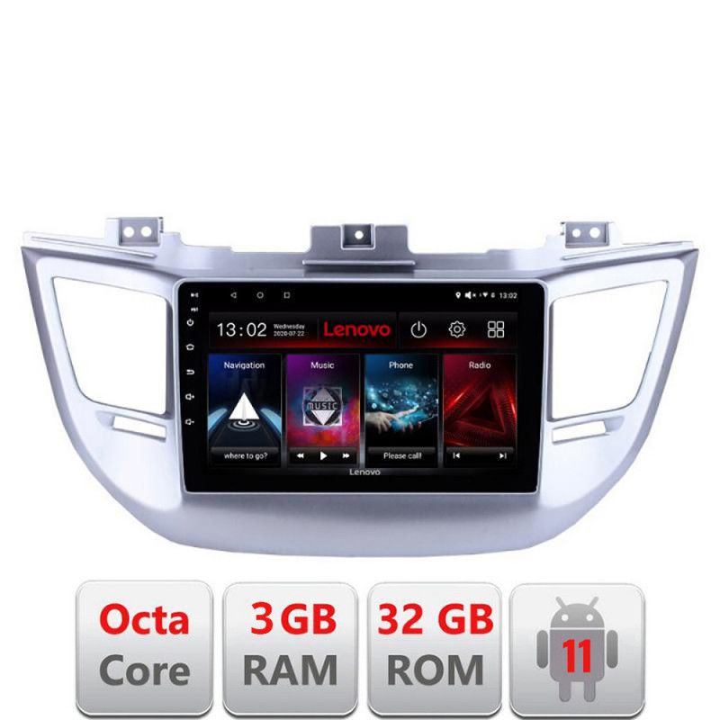 Navigatie HHyundai Tucson D-546 Octa Core cu Android Radio Bluetooth Internet GPS WIFI DSP 3+32 GB 4G KIT-546+ED LENOVO LITE