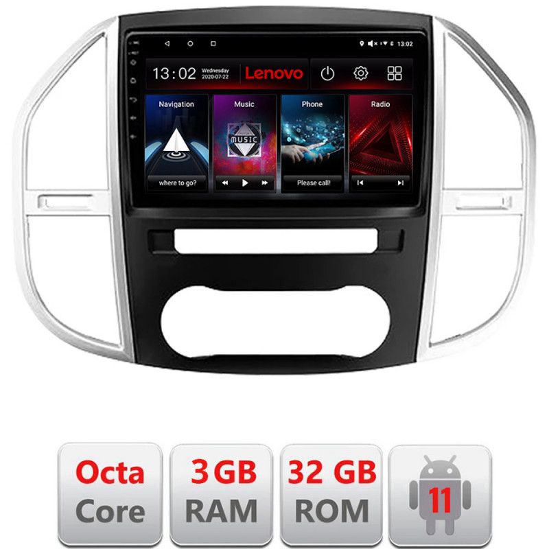 Navigatie Mercedes Vito w447 2016- Android radio gps internet Octa Core 3+32 Kit-w447+EDT-E510v2 LENOVO LITE