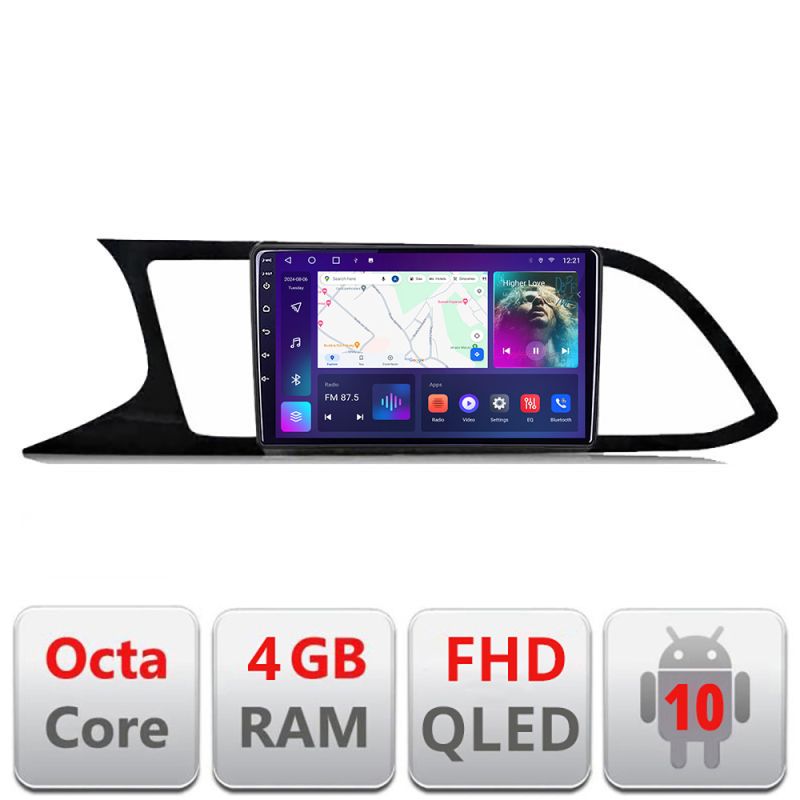 Navigatie Seat Leon MIB Quad Core B-306 Android Ecran QLED octa core 4+64 carplay android auto KIT-306+EDT-E309V3