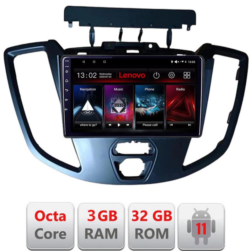 Navigatie Ford Transit 2015-2020 Android radio gps internet Octa Core 3+32 kit-turneo-custom+EDT-E509 LENOVO LITE