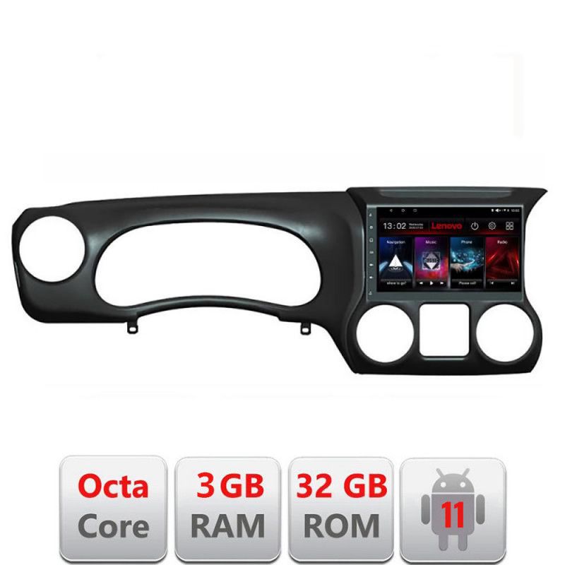 Navigatie Jeep Wrangler 2011-2016 D-WR Octa Core cu Android Radio Bluetooth Internet GPS WIFI DSP 3+32 GB 4G KI LENOVO LITE