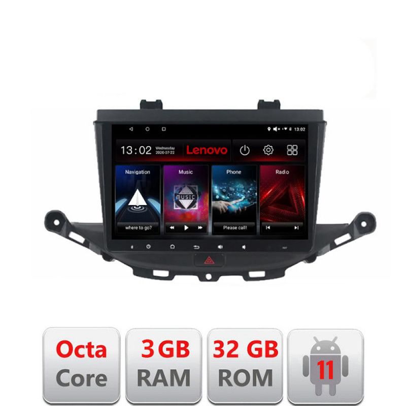 Navigatie Opel Astra K D-ASTRAK Octa Core cu Android Radio Bluetooth Internet GPS WIFI DSP 3+32 GB 4G KIT-ASTRA LENOVO LITE