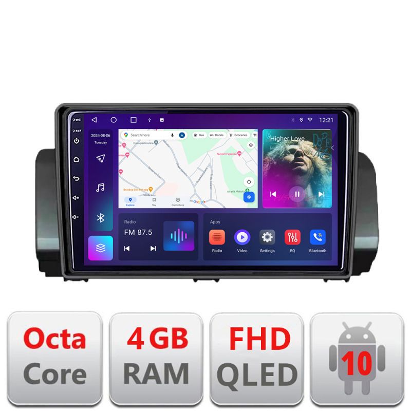 Navigatie Dacia Logan Sandero Jogger LOGAN-2022 fara ecran de fabrica Android Ecran QLED octa core 4+64 carplay android auto KIT-LOGAN-2022+EDT-E309V3