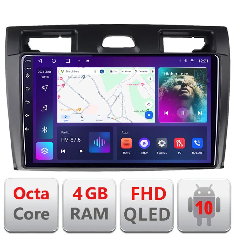 Navigatie Ford Fiesta MK5 2002-2008 Android radio gps internet quad core 4+64 carplay android auto KIT-fiesta-mk5+EDT-E309v3