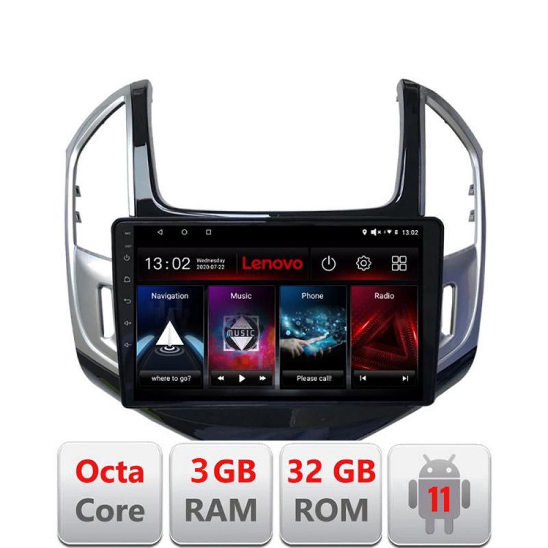 Navigatie Chevrolet Cruze 2013-D-1267 Octa Core cu Android Radio Bluetooth Internet GPS WIFI DSP 3+32 GB 4G KIT LENOVO LITE