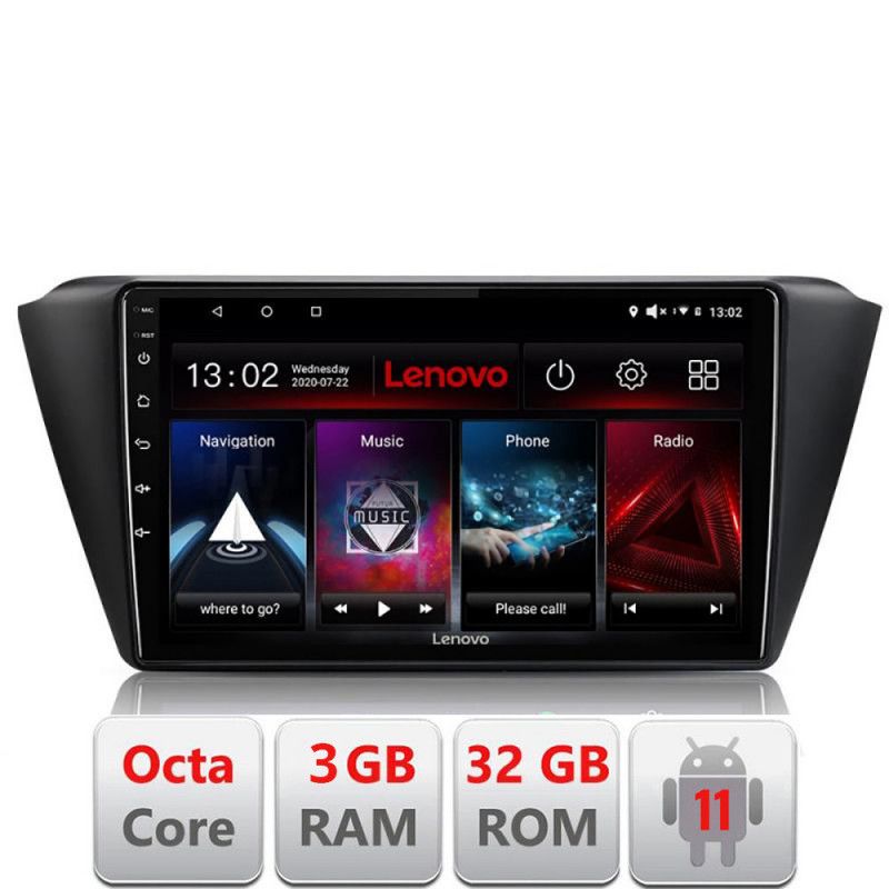 Navigatie Skoda Fabia 2015- D-541 Octa Core cu Android Radio Bluetooth Internet GPS WIFI DSP 3+32 GB 4G KIT-54 LENOVO LITE