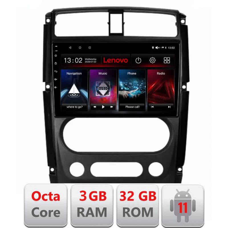 Navigatie Jimny 2007-2016 D-Jimny07 Octa Core cu Android Radio Bluetooth Internet GPS WIFI DSP 3+32 GB 4G KIT-J LENOVO LITE