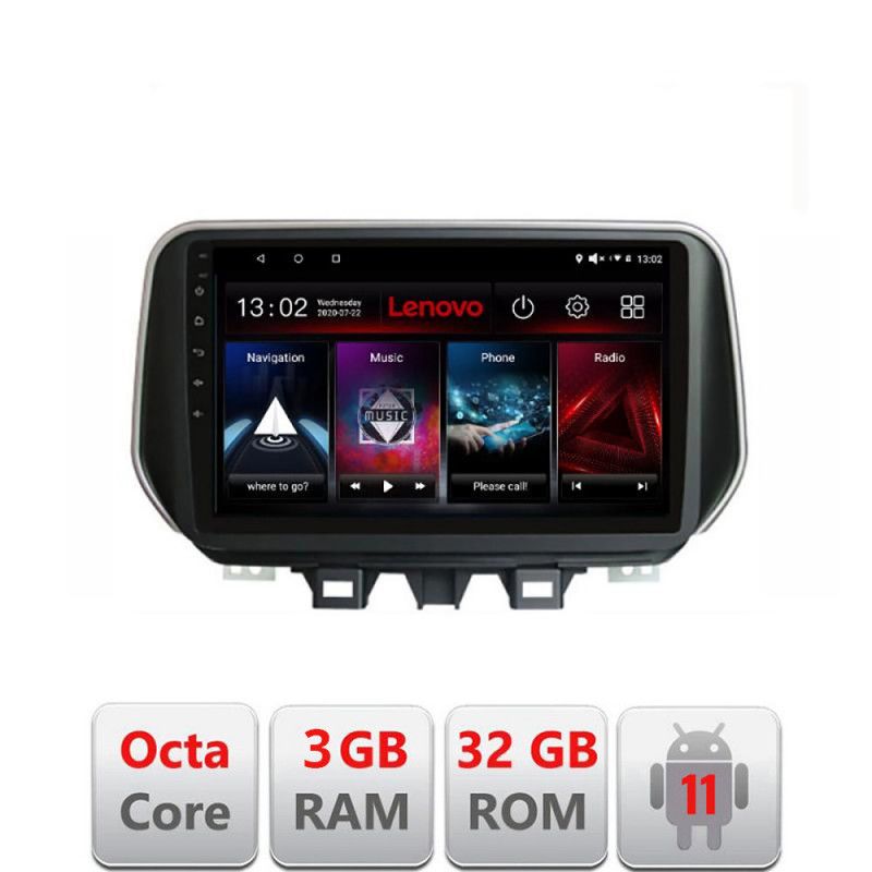 Navigatie HHyundai Tucson 2019- D-1135 Octa Core cu Android Radio Bluetooth Internet GPS WIFI DSP 3+32 GB 4G KIT LENOVO LITE