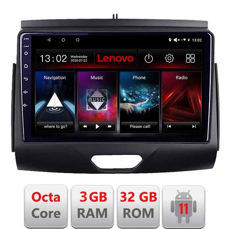 Navigatie Ford Ranger 2015- cu cd Android radio gps internet Octa Core 3+32 Kit-574-2020+EDT-E509 LENOVO LITE