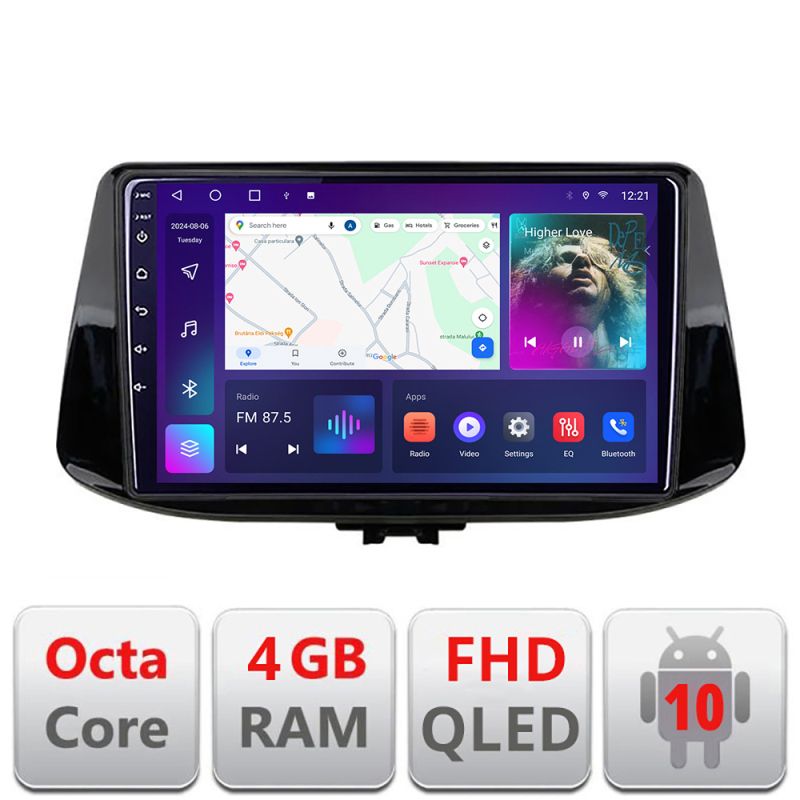 Navigatie HHyundai I30 2017- B-1041 Android Ecran QLED octa core 4+64 carplay android auto KIT-1041+EDT-E309V3