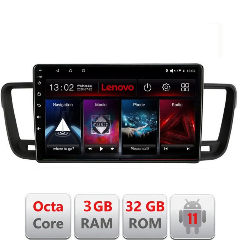 Navigatie Peugeot 508 D-5637 Octa Core cu Android Radio Bluetooth Internet GPS WIFI DSP 3+32 GB 4G KIT-5637+EDT LENOVO LITE