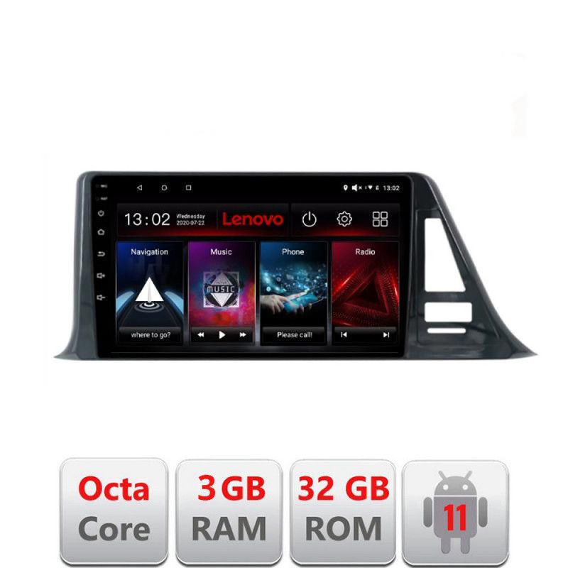 Navigatie Toyota CH-R LOW D-CH-R-A Octa Core cu Android Radio Bluetooth Internet GPS WIFI DSP 3+32 GB 4G KIT-CH LENOVO LITE