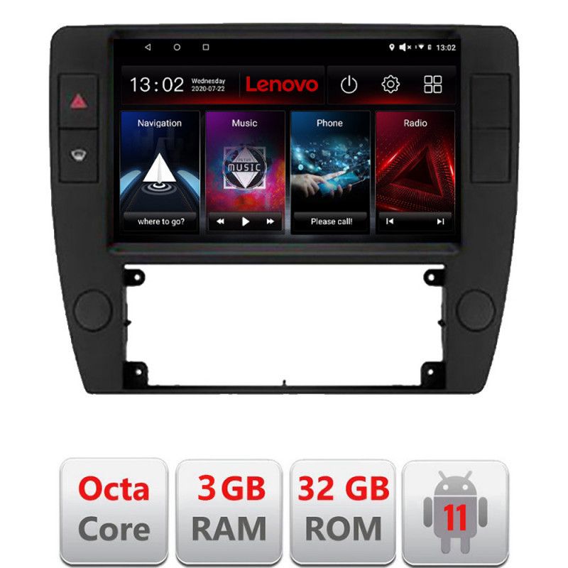 Navigatie Passat B5 1997-2004 Octa Core cu Android Radio Bluetooth Internet GPS WIFI DSP 3+32 GB 4G kit-b5+EDT LENOVO LITE