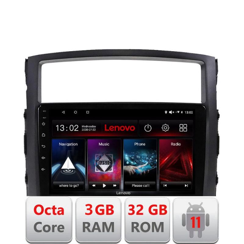 Navigatie Mitsubishi Pajero D-452 Octa Core cu Android Radio Bluetooth Internet GPS WIFI DSP 3+32 GB 4G KIT-452 LENOVO LITE