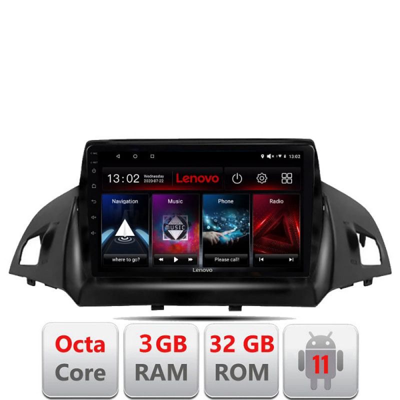 Navigatie Ford Kuga 2013-2017 D-362 Octa Core cu Android Radio Bluetooth Internet GPS WIFI DSP 3+32 GB 4G KIT-3 LENOVO LITE