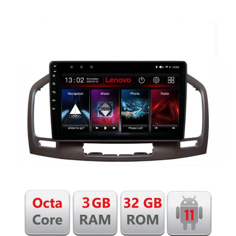 Navigatie Opel Insignia 2009-2013 D-114 Octa Core cu Android Radio Bluetooth Internet GPS WIFI DSP 3+32 GB 4G K LENOVO LITE