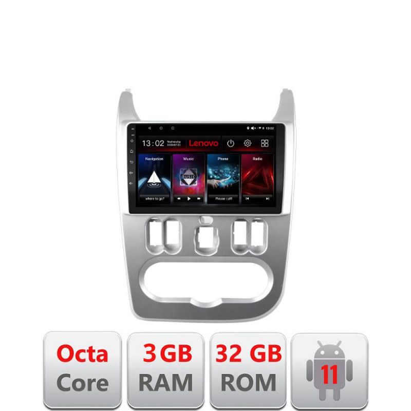 Navigatie Dacia Duster 2010-2012 D-099 Octa Core cu Android Radio Bluetooth Internet GPS WIFI DSP 3+32 GB 4G KI LENOVO LITE