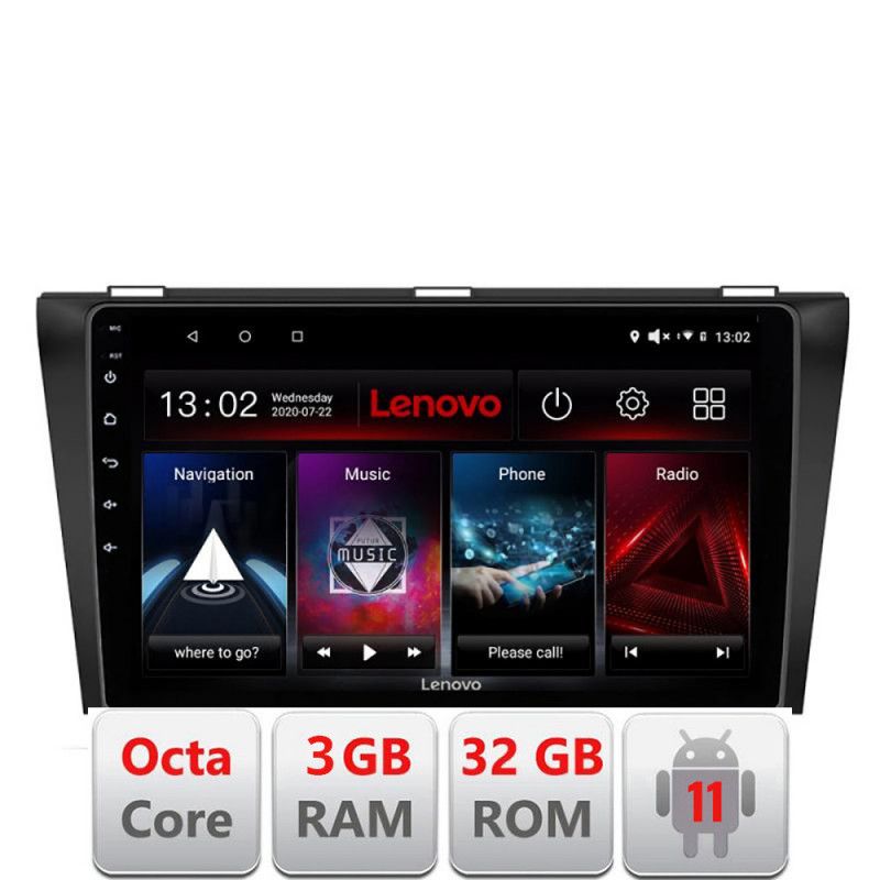 Navigatie Mazda 3 2009-2014 D-034 Octa Core cu Android Radio Bluetooth Internet GPS WIFI DSP 3+32 GB 4G KIT-034 LENOVO LITE